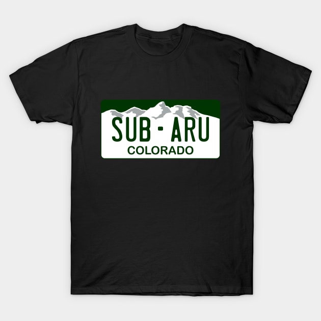 Subaru - Colorado License Plate T-Shirt by Explore The Adventure